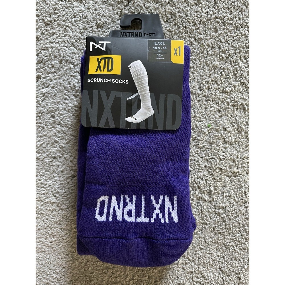 NXTRND XTD Scrunch Football Socks Purple Padded Extra Long L/XL Men's 10.5-14